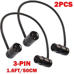 1.6ft Adjustable-Angle Angle 2X Cable Right Male Low-Profile to Female 3-Pin XLR