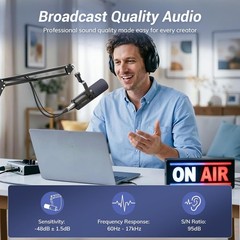 Cardioid USB/XLR Microphone for Podcasters – AI Noise Reduction & Volume Control