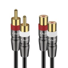 J&D 2 RCA Extension Cable Male to Female, Copper Shell 6 Feet, Black