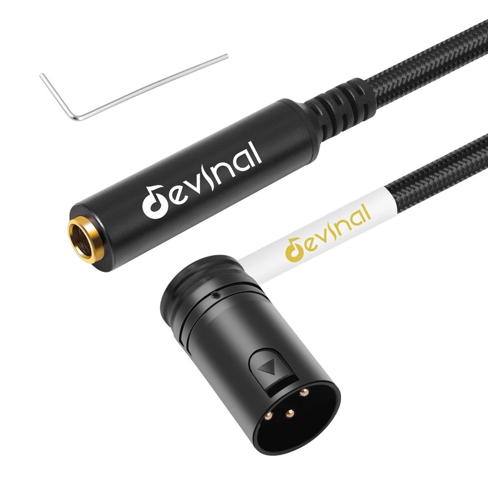 Devinal Rotatable Right-Angle XLR to 1/4″ Female Cable, 1FT, 635F_XLRM