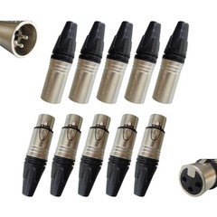 10 PCS XLR 3pin Male Plug and Female Socket with Fine Nickel Plated housing