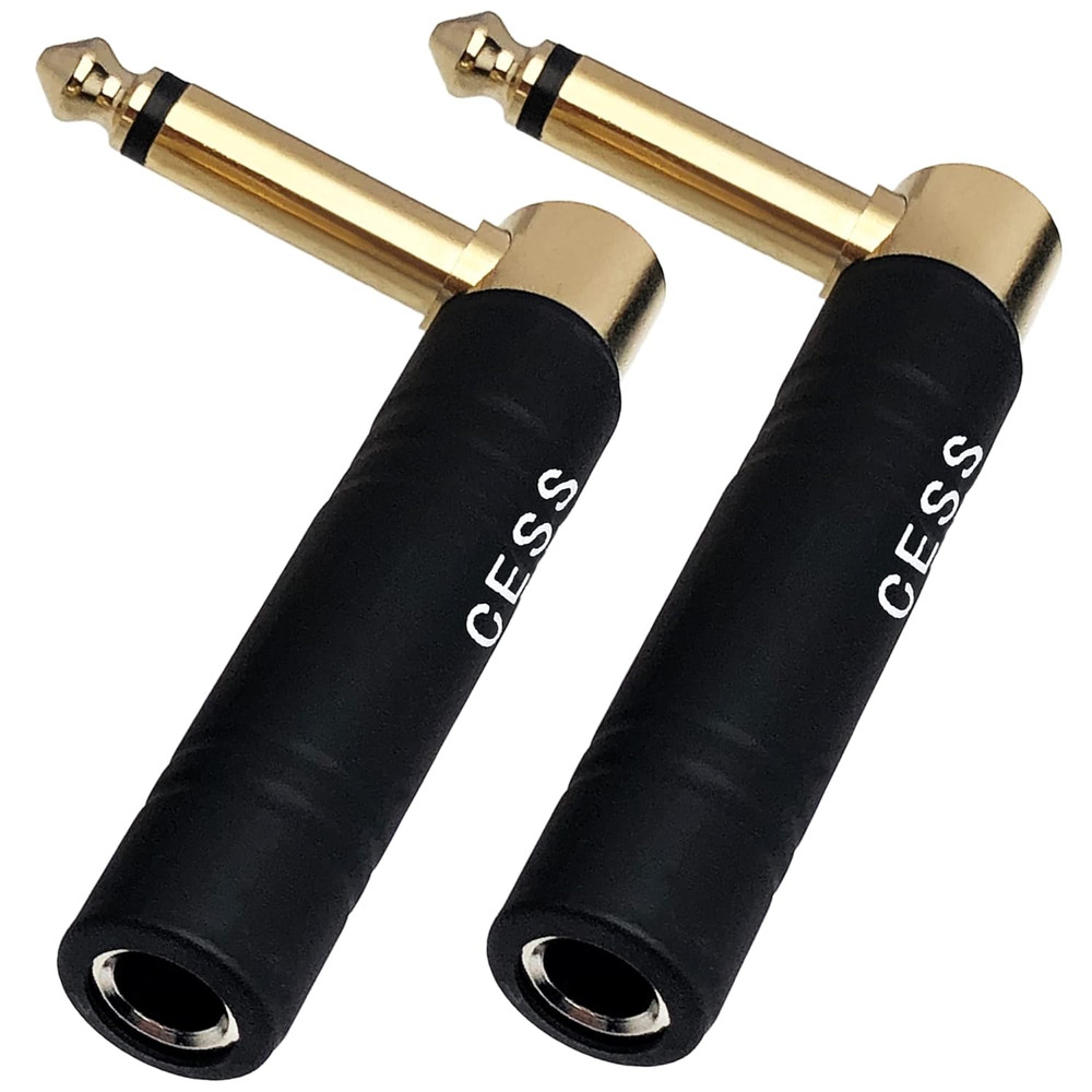 CESS-190 Guitar Plug Adapter Right Angle 1/4 Inch TS Female to 1/4 Inch TS Male,