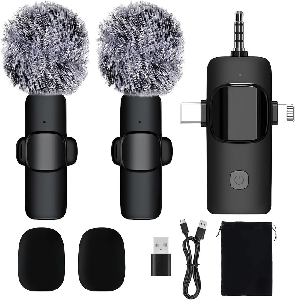 Wireless Microphone Mini Mic for iPhone/Android Phone, LED Display Lavalier Micr