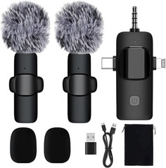 Wireless Microphone Mini Mic for iPhone/Android Phone, LED Display Lavalier Micr