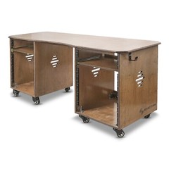 Sound Town DIY Studio Desk w/ Dual 13U Side Cabinets Weathered Brown (SDRK-WS69)