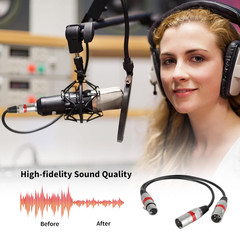 2Pack XLR Splitter Cable – 2 Male to 1 Female Y Adapter Mic Audio Cable (1FT)