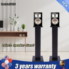 28″ 1 Pair Bookshelf Speaker Stands Surround Sound Home Theater Black Walnut PVC