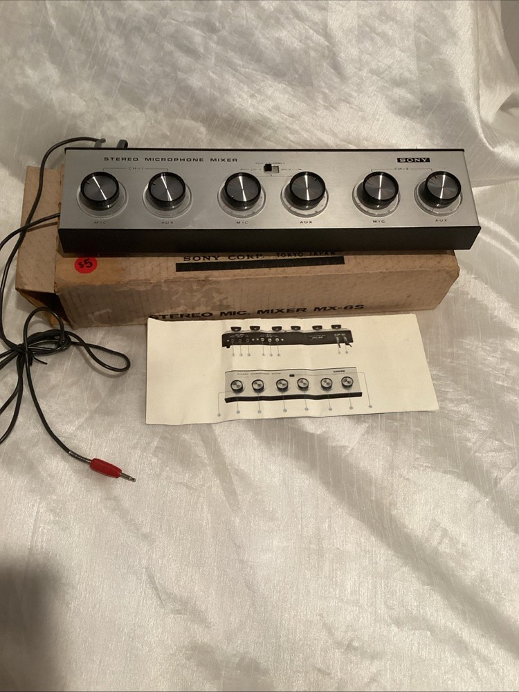 Vintage Sony Stereo Microphone Mixer Model MX-6S Untested As Is