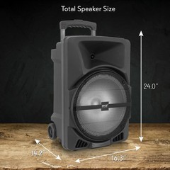 Pyle PPHP1544B Bluetooth Loudspeaker w/ Rechargeable Battery, Party Lights 1200w