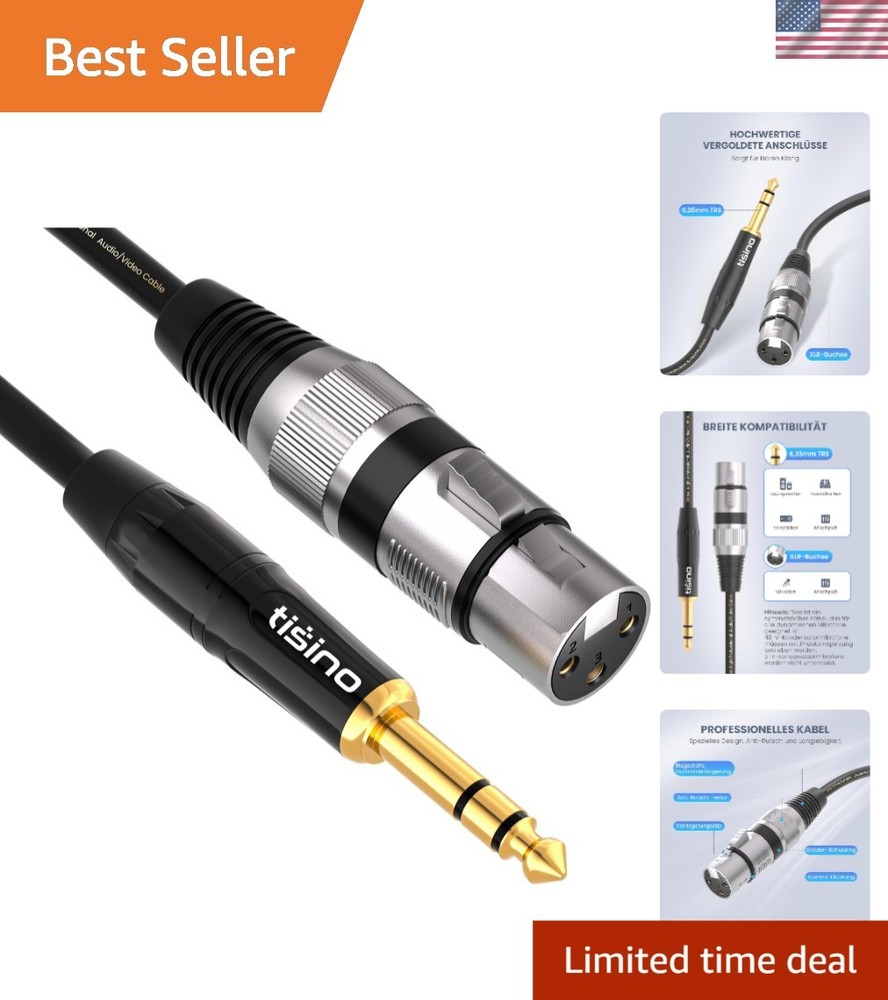 High-Performance 3.3′ XLR Female to 1/4 Inch TRS Cable – Flexible and Durable