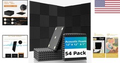 Quick-Recovery Soundproof Panels – 54 Pack 12″x12″x1″ for Enhanced Audio Clarity