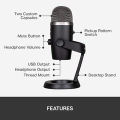 Logitech for Creators Blue Yeti Nano Premium USB Mic for Recording and Streaming
