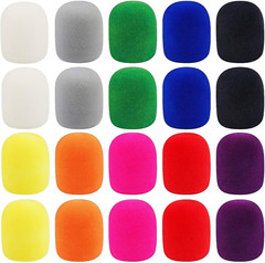 20 Pack Foam Microphone Covers Windscreen for Handheld Karaoke DJ Mic, 10 Colors