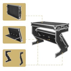 Sound Town DJ Z-Table Workstation Folding Mobile Wheels Flight Case STDJT-Z46W