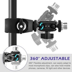 Mic Crab Clamp, Microphone Mount with Double Ball Head Adjustment 1/4 to 5/8 …