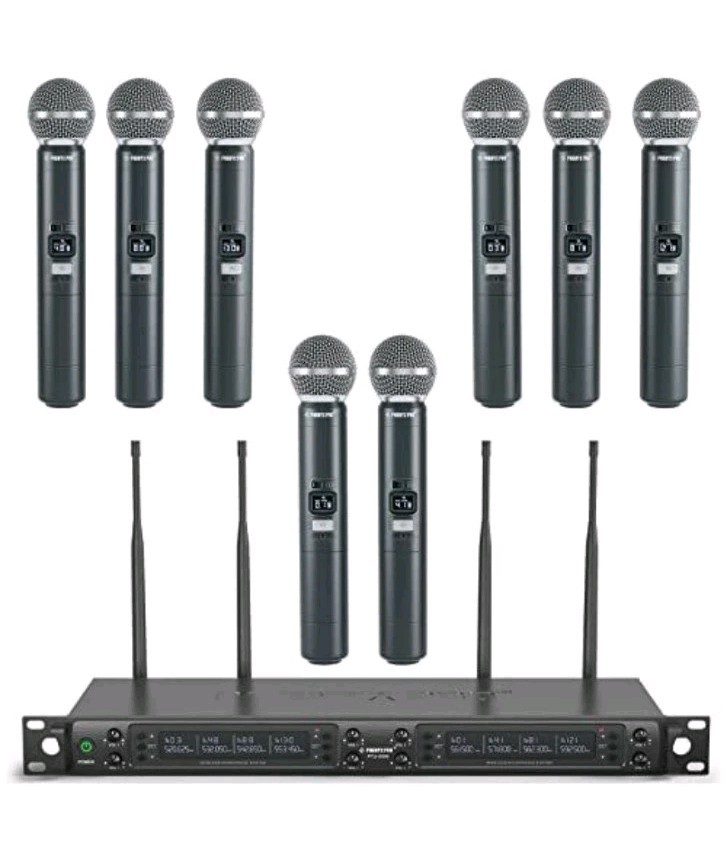 Phenyx Pro PTU 6000 Selectable Frequency UHF 8 Channel Wireless Microphone syste