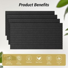 4 Pack Acoustic Wall Panels, High Density Noise Reduction Peel and Stick Panels
