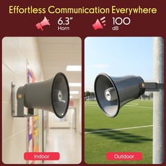 Indoor / Outdoor PA Horn Speaker – 6.3” Portable 6.3-Inch, White