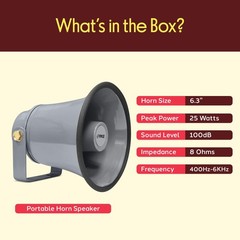 Indoor / Outdoor PA Horn Speaker – 6.3” Portable 6.3-Inch, White
