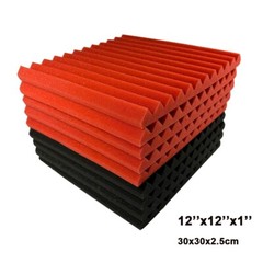 52Pack 12″X12″X1″ Black Red Acoustic Foam Sound Panel Studio Recording Wall Tile