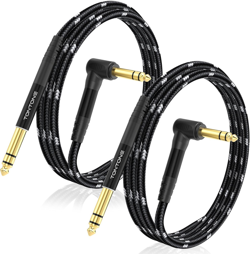 1/4 Inch TRS Cable Right Angle to Straight 2-Pack 6.6FT, 6.35mm Balanced 1/4 …