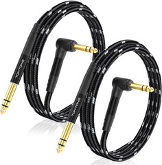 1/4 Inch TRS Cable Right Angle to Straight 2-Pack 6.6FT, 6.35mm Balanced 1/4 …