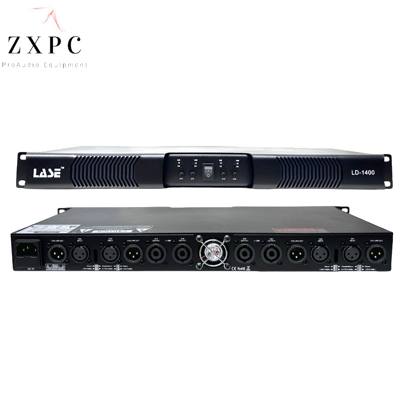 LASE LD-1400 Power Amplifier 4 Channel x 350 RMS Watts @ 8Ω Class D, 500 @ 4Ω
