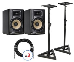M-Audio Forty Eighty 8-inch Powered Studio Monitor Pair with Stands and Cables