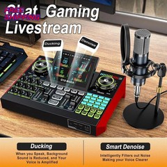 Podcast Equipment Bundle with Live Sound Card Audio Mixer, 3.5mm Condenser Micr