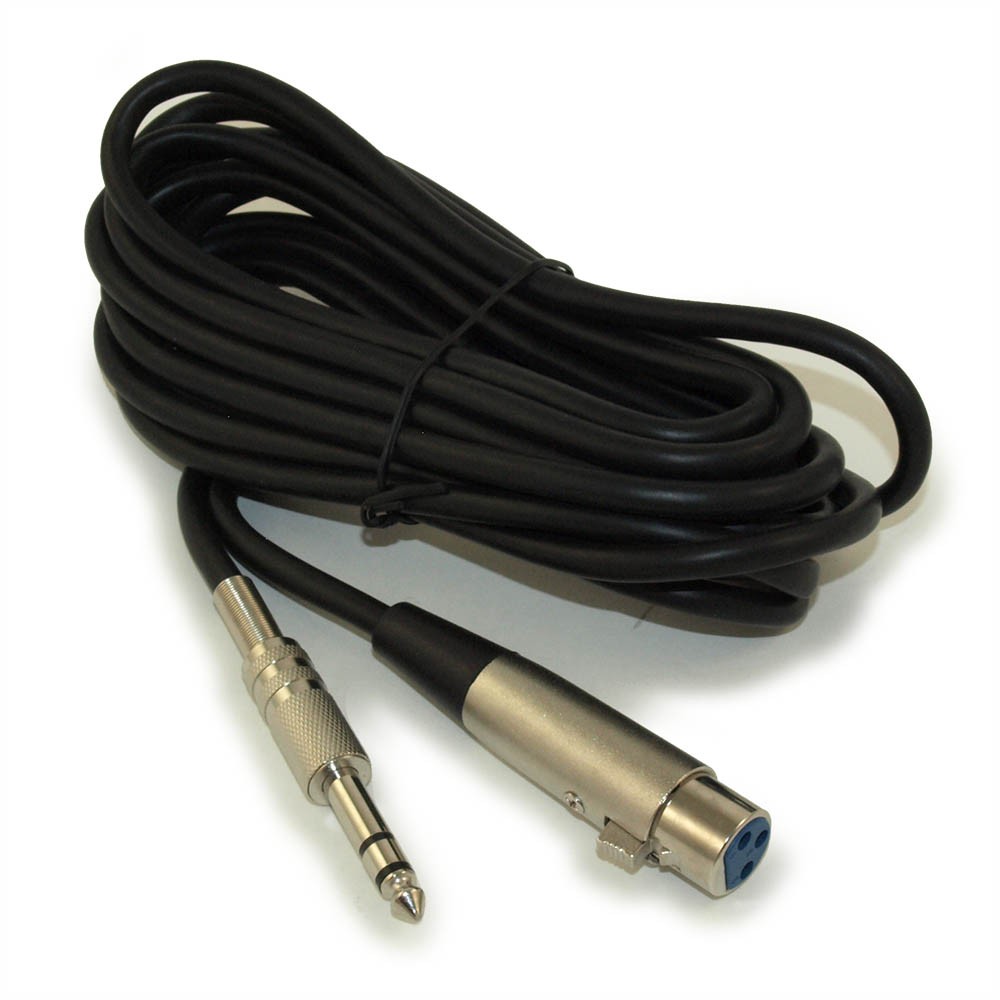 15Ft XLR 3P Female to 1/4inchinch TRS (Balanced Audio) Male Microphone Cable