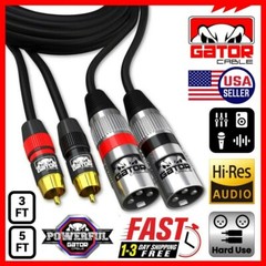 2-XLR Male to 2-RCA Male Cable Dual Patch Splitter Shielded Audio Stereo HD 3FT