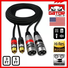 2-XLR Male to 2-RCA Male Cable Dual Patch Splitter Shielded Audio Stereo HD 5FT