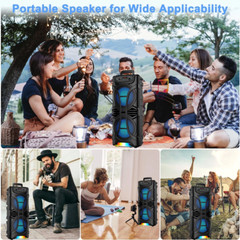 6800W Dual 8 Inch Woofer Bluetooth Speaker System Portable Party Mic FM TWS USB