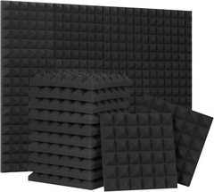24 Paquete: Espuma Acustica Disenada En Piramide De 12 X 12 X 2 Pulgadas Pane…