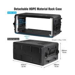 Diandian 4U Rack Case Shallow 12″ Depth, 19″ Rackmount Flight Case, Watertigh…