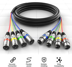 15Ft 4 Channel Snake – Premium XLR Male to Female Snake Cable for Live, Recordin