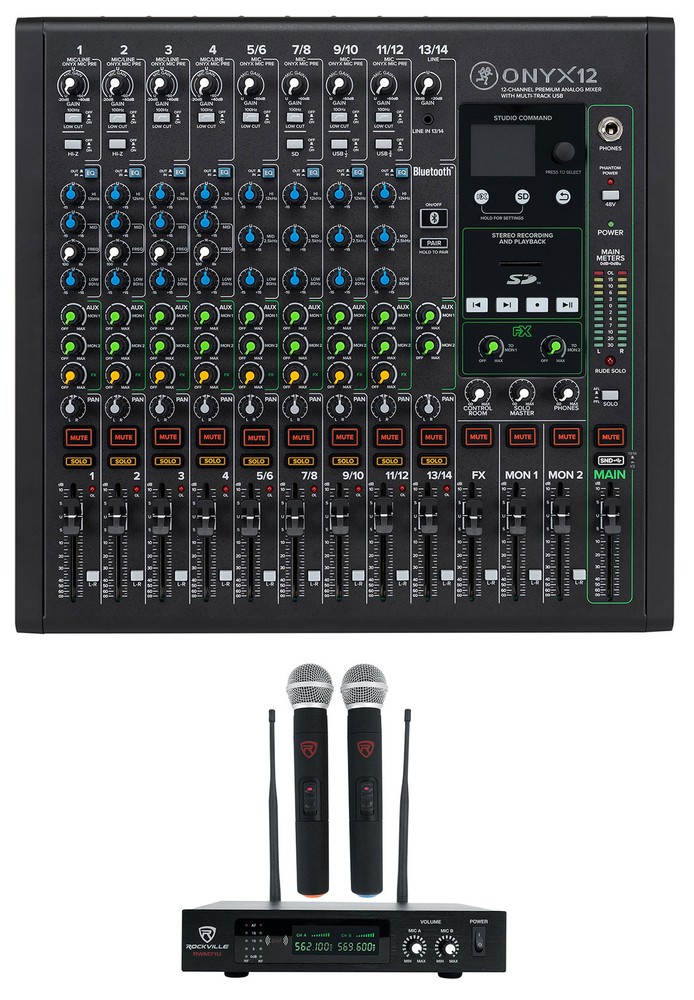Mackie ONYX12 12-Channel Analog Mixer w/USB/3-Band EQ+Bluetooth+Wireless Mics