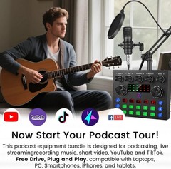 Podcast Equipment Bundle, Recording Studio Package with Podcast Microphone an…