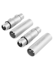 XLR Male to Male & Female to Female 3PIN Silver Audio Pin Connectors Adapter