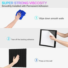 12 Pack Sound Proof Foam Panels, 1″ X 12″ X 12″ Self-Adhesive Acoustic Foam Pane