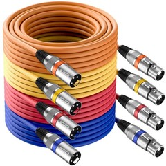 XLR Cables 25 ft 4 Pack, 3-Pin XLR Microphone Male to Female Cable, Compatibl…