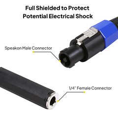 Speakon Male to 1/4 Female Cable 6 inch 12 inch Pro SpeakON to 6.35mm Audio Wire