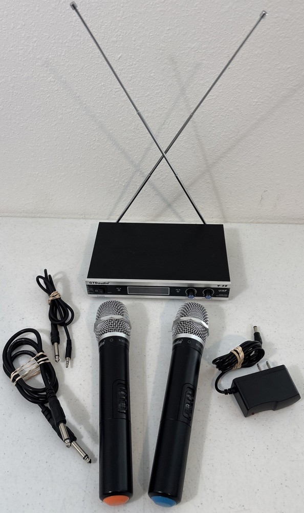 GTD Audio 2 Channel VHF Handheld Wireless Microphone System V-28 + 2 Microphones
