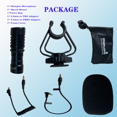 Shotgun Microphone Audio Supercardioid Mic For Smartphone DSLR Camera iPhone PC