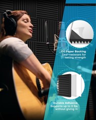 48 Pack Sound Proof Foam Panels for Walls with Self Adhesive, 12x12x1 Acousti…