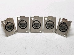 5 Pack XLR 3-Pin Female Metal Panel Mount Microphone Jack Audio Connector
