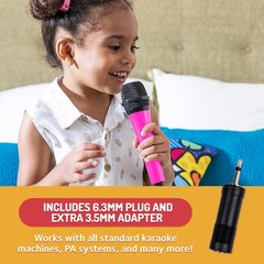 Singing Machine Wired Microphone for Karaoke, Pink Unidirectional Dynamic Vo…