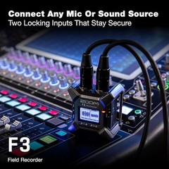Zoom F3 32-Bit Float Field Recorder 2-Input XLR No Gain Adjustment Required