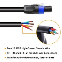 6 Feet Speakon to Bare Cable w/ Free Socket PA DJ Chuchero Box 4 Conductor Wire