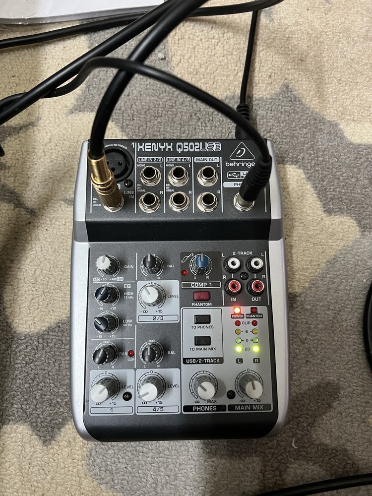 Behringer Q502usb Premium 5-Input 2-Bus Mixer, Working (No AC Adapter)
